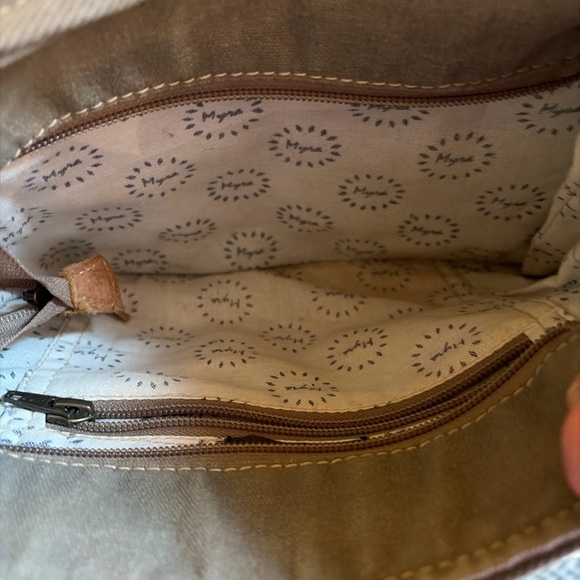 Myra Bag Beige and Brown Printed Canvas Crossbody - Picture 6 of 8